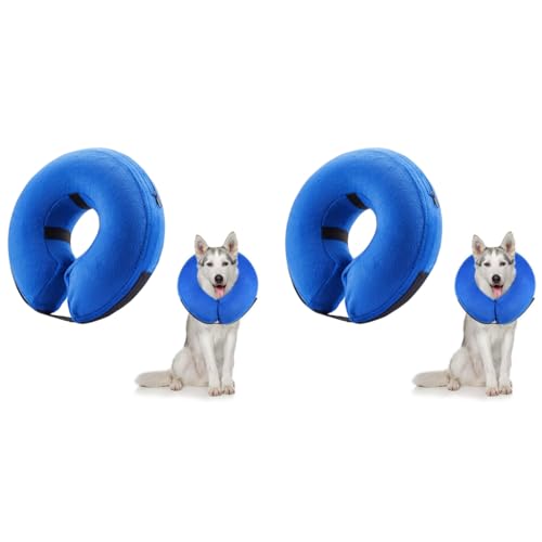 Qpets® Inflatable E Collar with Soft Cotton Cover Velcro Strap Adjustable Size After Surgery Anti-Licking Cone for Cat Dog L 38-50cm 2PCS Qpets® Inflatable E Collar with Soft Cotton Cover Velcro Strap Adjustable Size After Surgery Anti-Licking Cone for Cat Dog L 38-50cm 2PCS